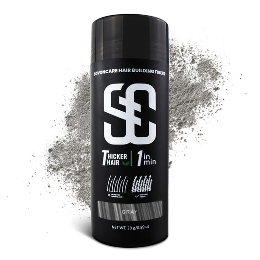 SOVONCARE Hair Fibers for Thinning Hair Gray, Hair Building Fibers for Bald Spots Undetectable & Natural, Conceals Hair Loss Fill In Fine, Hair Powder Hair Thicker Instantly for Women & Men 28g