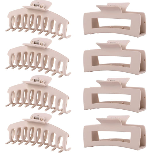 Blond Hair Clips for Women - 8 Pack 4.3 Inch Large Hair Claw Clips for Women Thin Thick Curly Hair, Big Matte Banana Clips,Strong Hold jaw clips