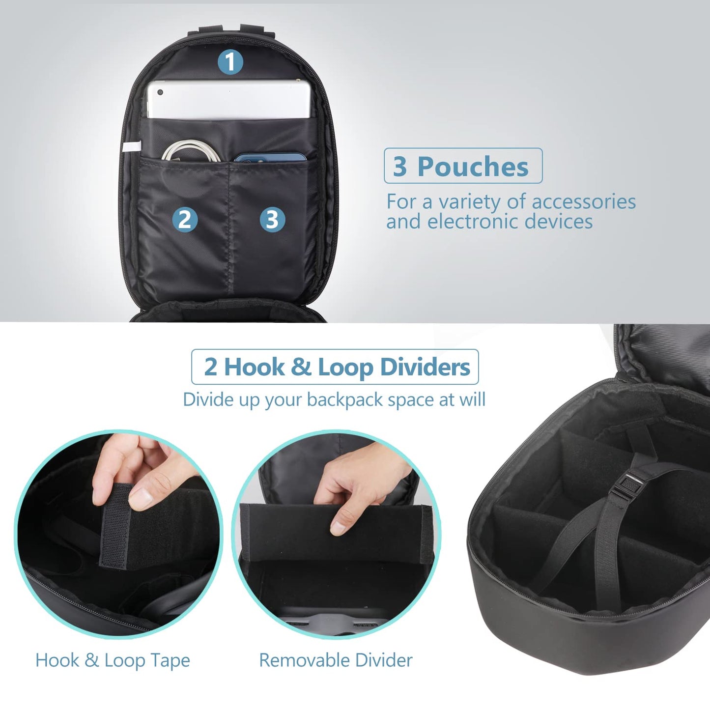 JSVER Carrying Case For DJI Mini Waterproof Shockproof Backpack Case Compatible with DJI Mini/Air/Mavic 1/AVATA Remote & Smart Controller, Propellers, Battery and Accessories