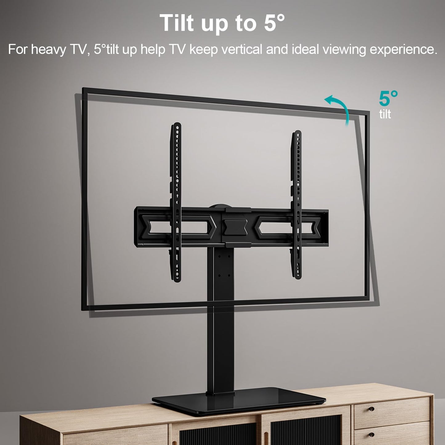 MOUNT PRO Universal Swivel TV Stand Base, Table Top TV Stand for 37 to 65, 70, 75 Inch LCD LED TVs, Height Adjustable TV Mount Stand with Tempered Glass Base, Holds up to 88lbs, Max VESA 600x400mm