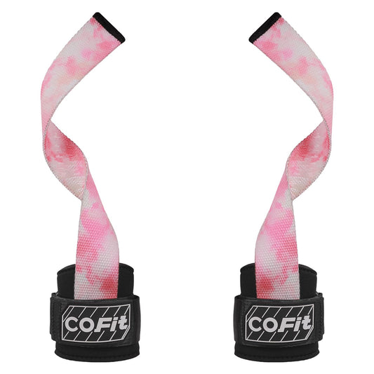 COFIT Workout Lifting Straps, Heavy Duty Weightlifting Wrist Straps with Extensive Cotton Padding Area, Enhanced Grip for Deadlifts, Powerlifting, Pull-Ups, Strength Training - Colorful Pink
