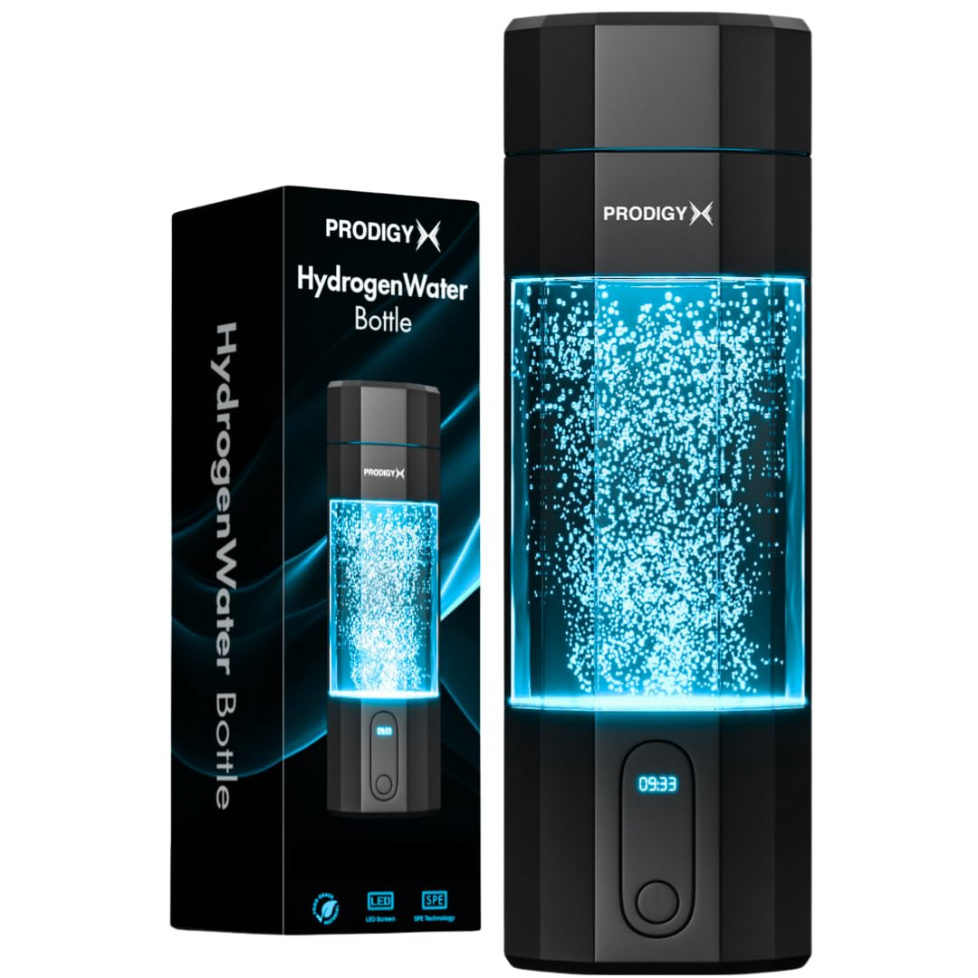 PRODIGYX Hydrogen Water Bottle - Up to 5.8 PPM Potency - 210ML for Fast Consumption - Portable Hydrogen Generator - Thick Bottle - Water Molecular Ionizer - Premium Bottle AUS Owned