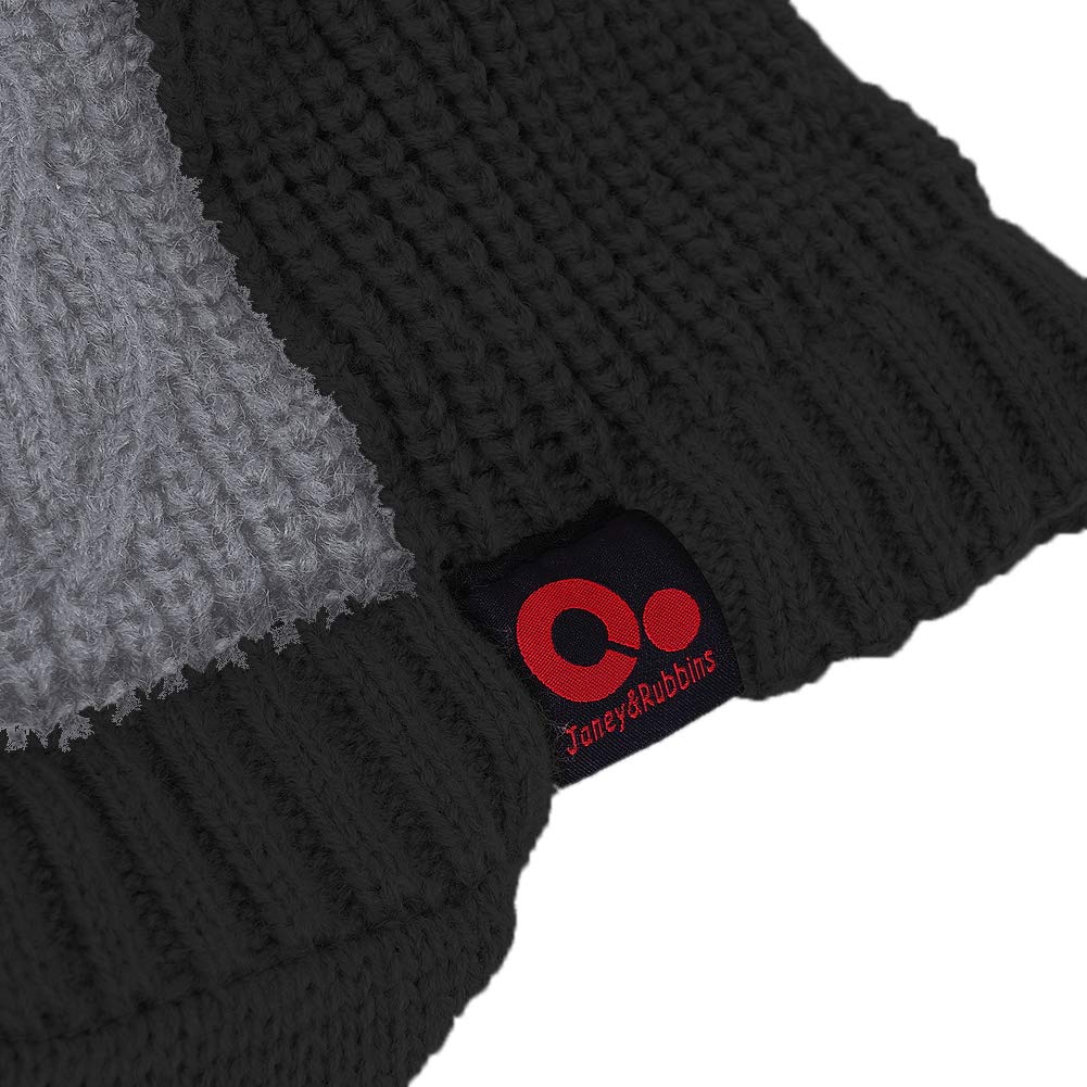 Original One Winter Outdoor Knitted Visor Beanie Hat with Brim Fur Lined Ski Snowboarding Cap (Black)