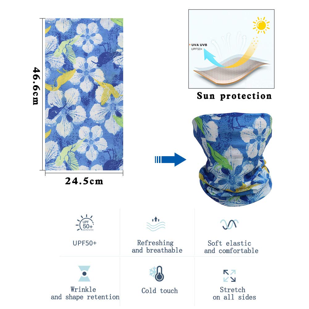 GUIFIER 6 Pack Magic Wide Tube Face Mask,Neck Gaiter, Headwear, Sports Scarf, Boho Bandana, Balaclava, Headband for Women and Men