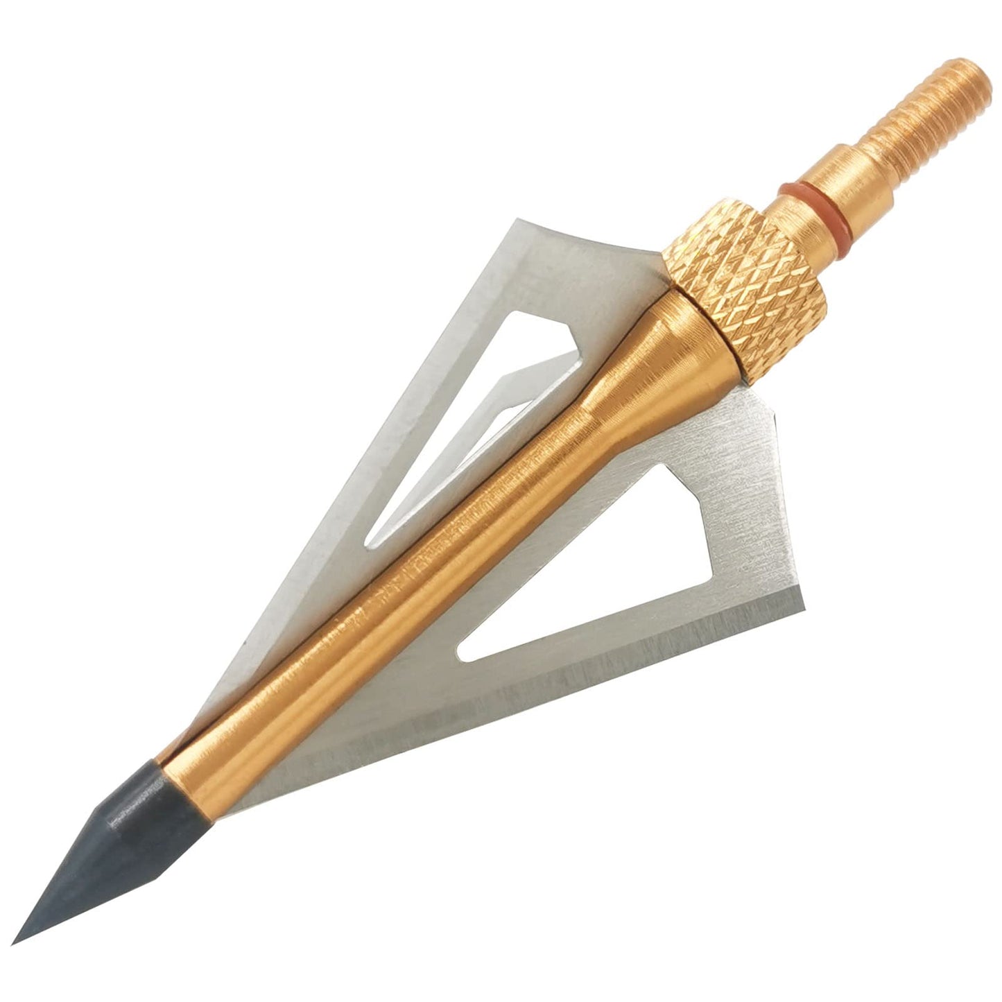 LeeMui Hunting Broadheads 12PK 100 Grains Screw-in Arrow Archery 3 Blades Hunting Heads Arrow Tips Compatible with Crossbow and Compound Bow + 1 PK Broadhead Storage Case (Gold)