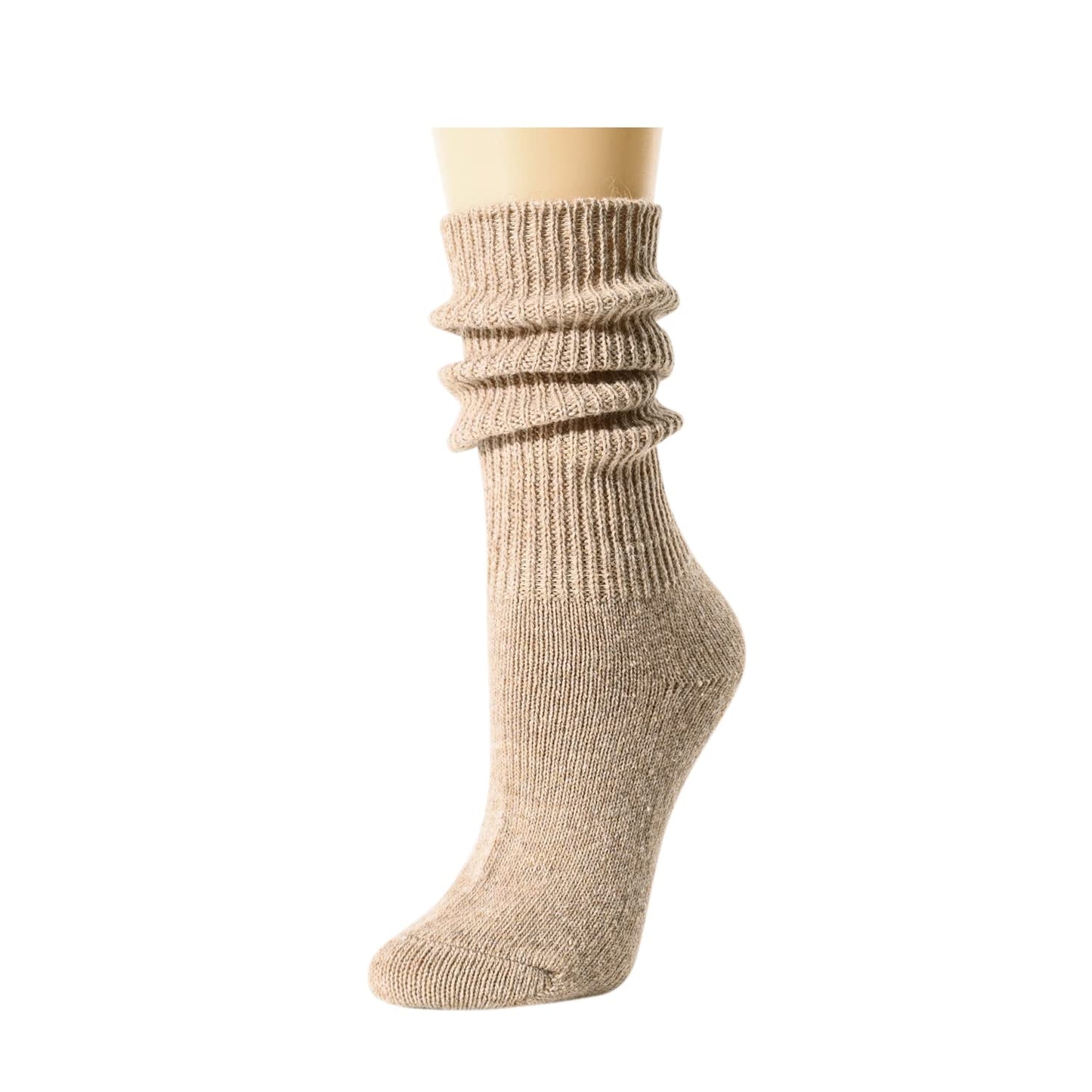 sockfun Novelty Slouch Socks For Women Girls, Scrunch Socks Women, Cotton Long High Tube Socks Cream