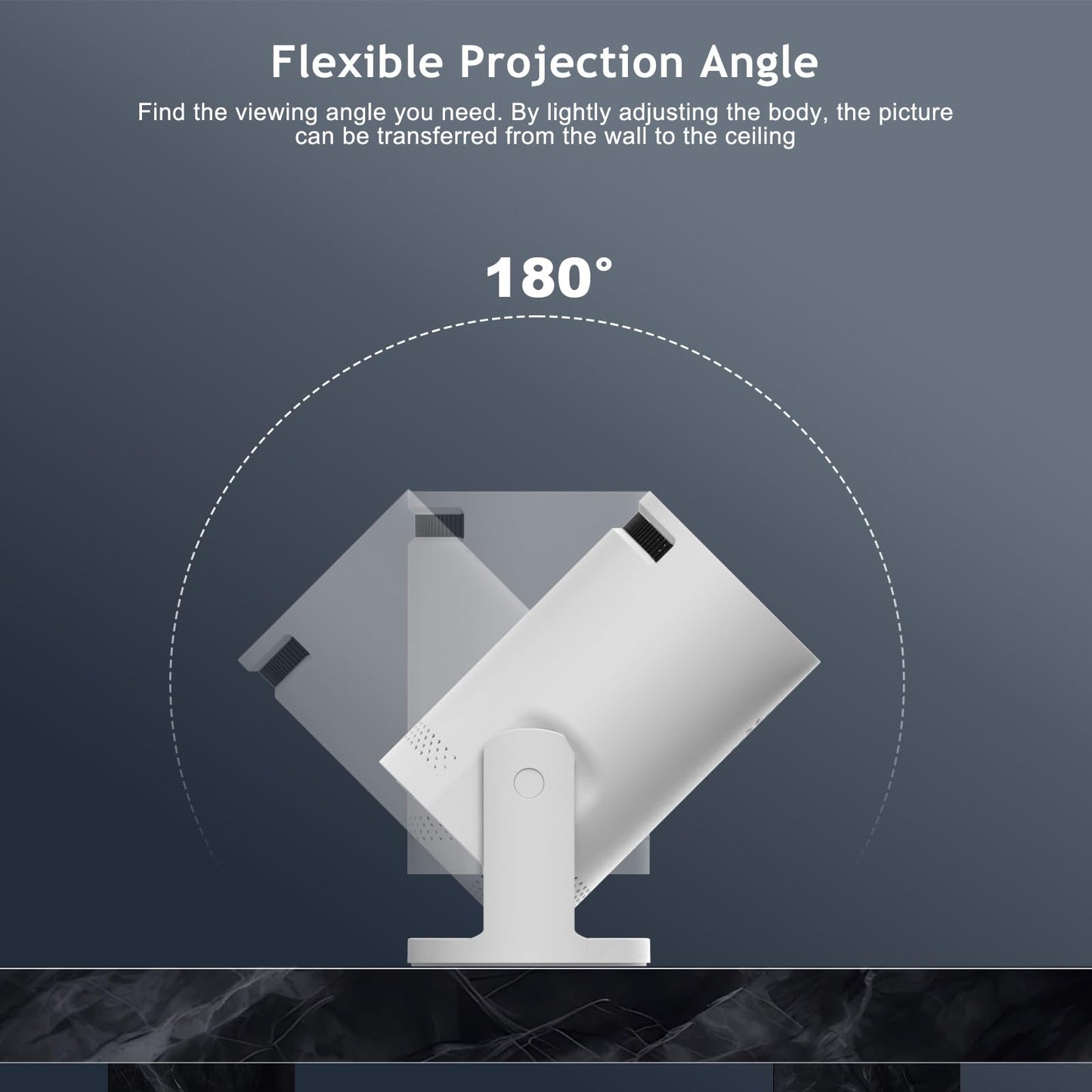 Wireless Mini Projector with WIFI 6 and 5G, 4K 1080P Support Portable Projector 180° Rotatable. 17"-130" Screen Video Projector. Compatible forSmartphone, Laptop, PC(Q5 mate)