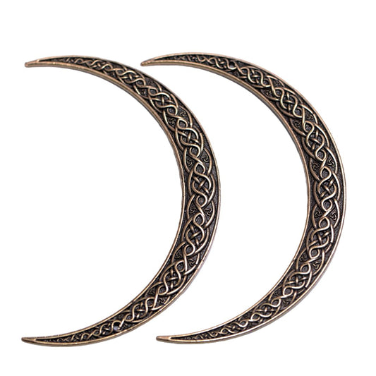 LANGHONG 2PCS Moon Crescent Hairpin For Women Viking Hair Stick Forks Knot Hair Styling Pins (ZZAB)