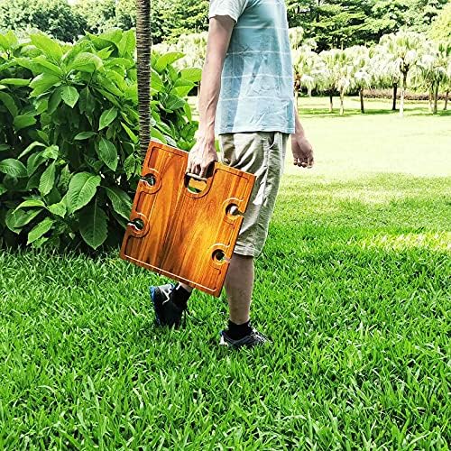 Portable Wine Picnic Table, Acacia Wood, Larger Tray Foldable, Charcuterie Board, Wine Gift, Decoration for Romantic Camping, Engagement Party, Concerts at Park, Glamping, Wood Color