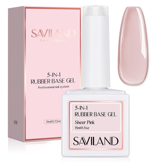 Saviland Builder Gels Nail Kit - 60g Nude Pink Nail Extension Gel Set Nail Strengthen Hard Gel Nail Art Manicure Set with 10pcs Acrylic Nail Brush & 100pcs Nail Forms for Beginners