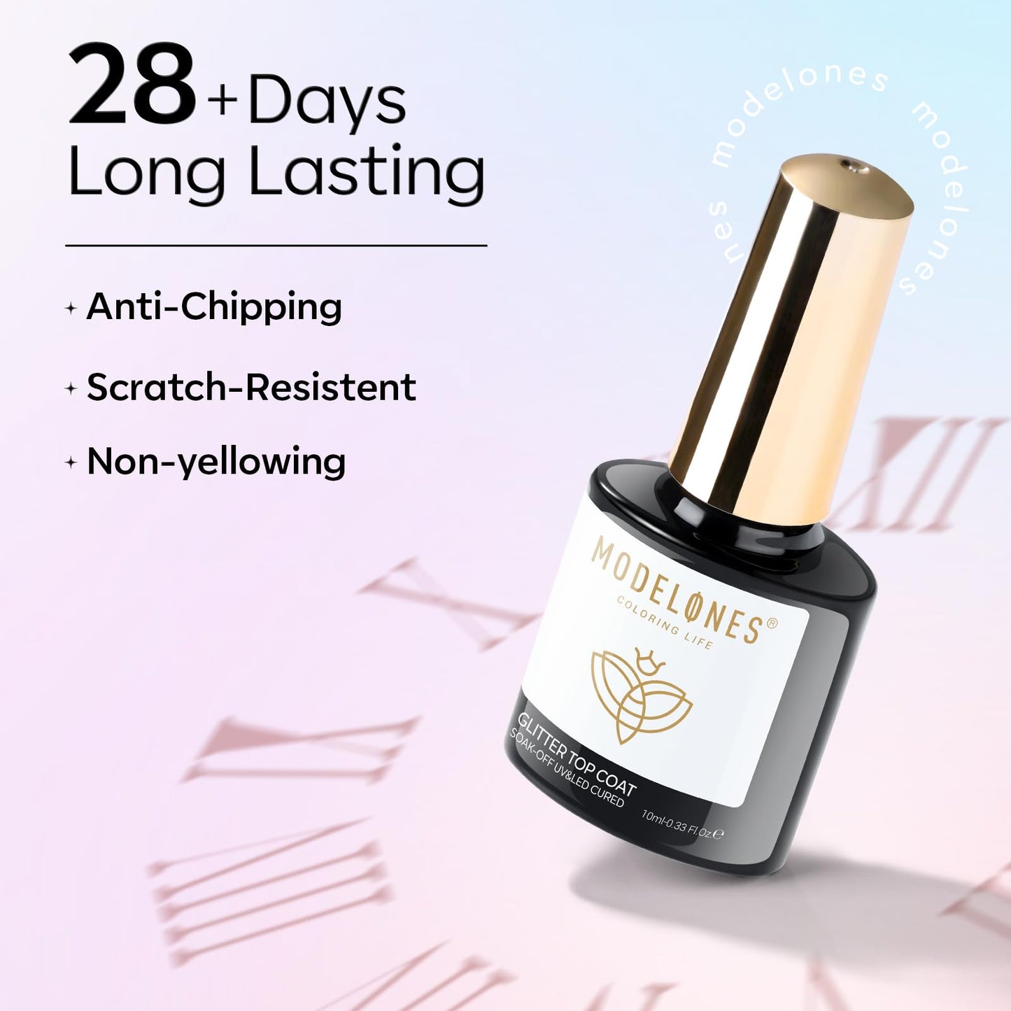 modelones Cat Eye Gel Nail Polish Top Coat, 2-in-one Rainbow 9D Glitter Clear Gel Polish with Magnet Stick Holographic Glossy Finish Long Lasting Soak Off Manicure Home Salon Nail Art 10 ML