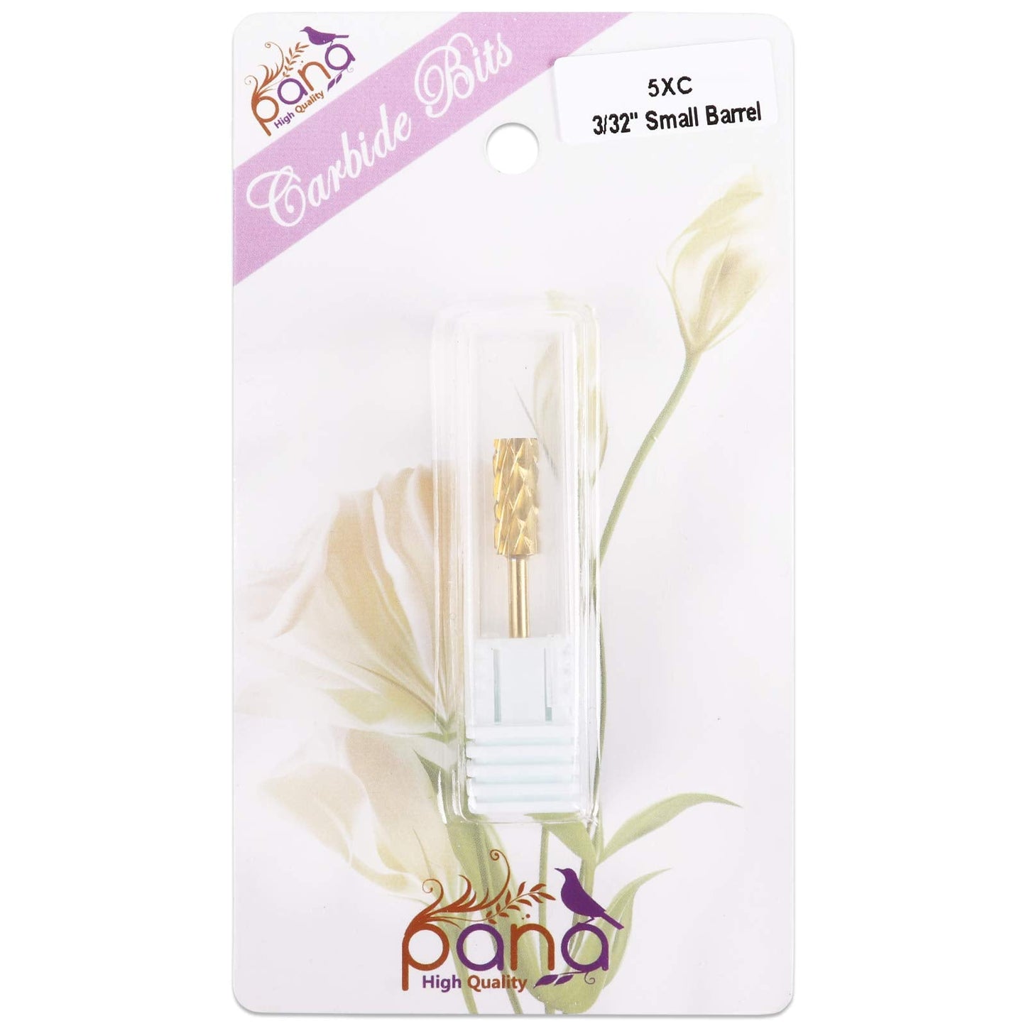 USA PANA Professional 3/32" Shank Size - Flat Top Small Barrel Carbide Bit - 5X Coarse Grit to Extra Fine Grit - Gold, Silver, DLC Black - Nail Drill Bit for Dremel Machine (5X Coarse, Gold)