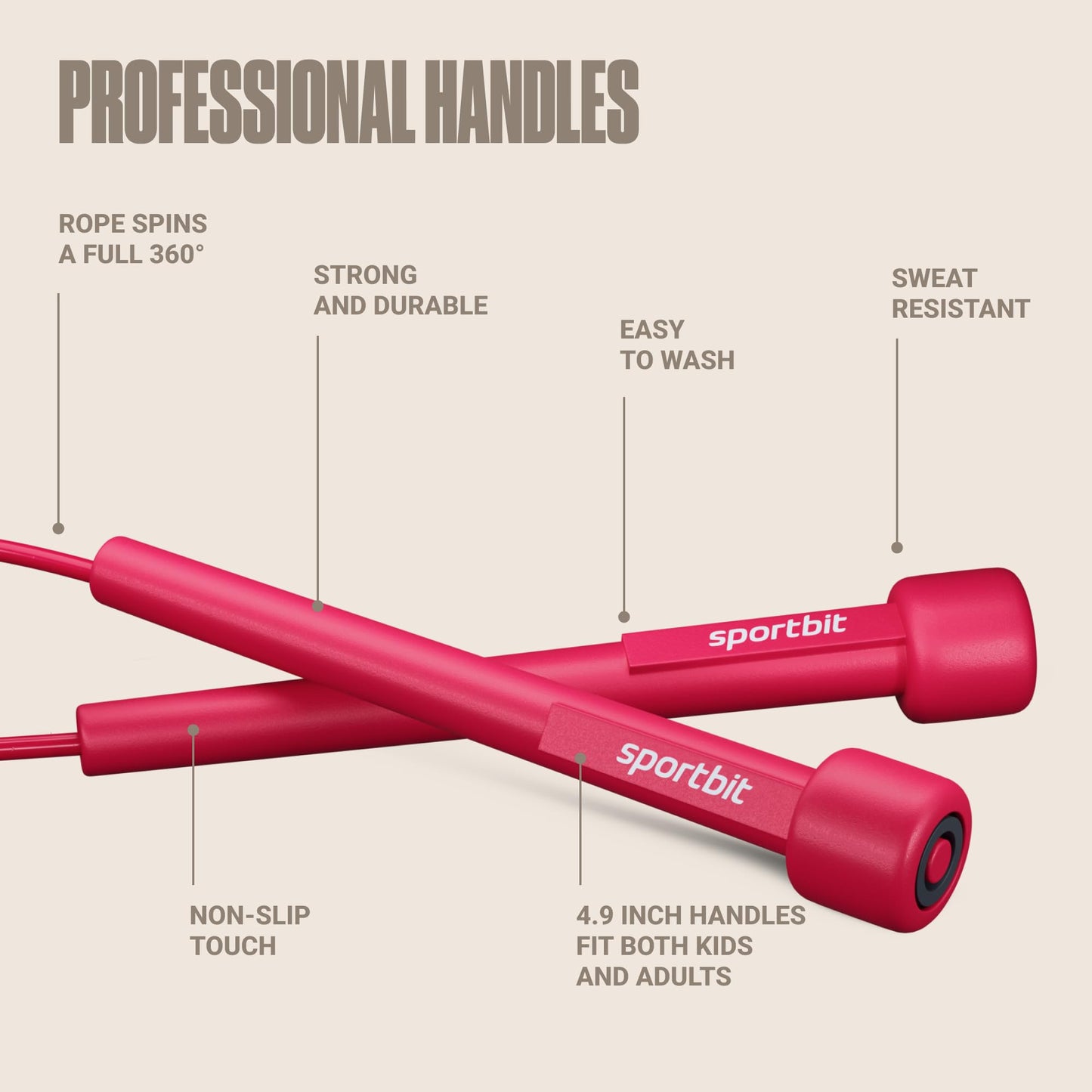 SPORTBIT Adjustable Jump Rope for Speed Skipping. Lightweight Jump Rope for Women, Men. Skipping Rope for Fitness. Speed Jump Rope for Workout, Women Exercise