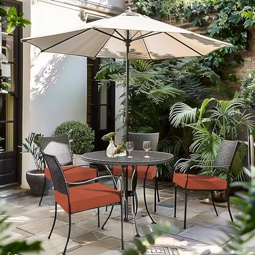 Favoyard Patio Chair Cushions 19 x 19 x 3 Inch Waterproof Outdoor Seat Cushions for Patio Furniture 3-Year Color Fastness Garden Sofa Couch Chair Pads with Handle & Adjustable Straps Set of 2, Spice