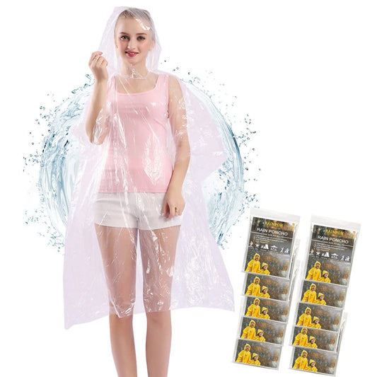 RAINPOH Rain Poncho 10Pack Rain Ponchos for Adults Women and Men Ponchos Family Pack with Hood