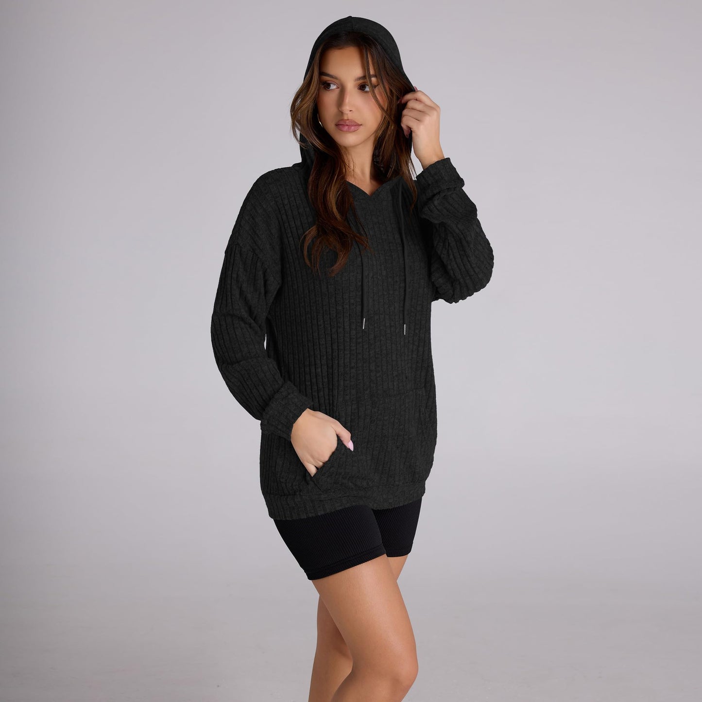 Witsmile Womens Oversized Hoodies Lightweight Sweatshirts Long Sleeve Pullover with Pocket 2024 Fall Winter Outfits Y2k Clothes Black