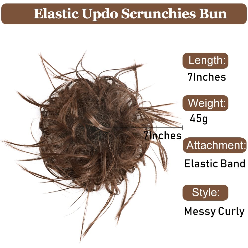 HMD Tousled Updo Messy Bun Hair Piece Hair Extension Ponytail With Elastic Rubber Band Updo Extensions Hairpiece Synthetic Hair Extensions Scrunchies Ponytail Hairpieces for Women
