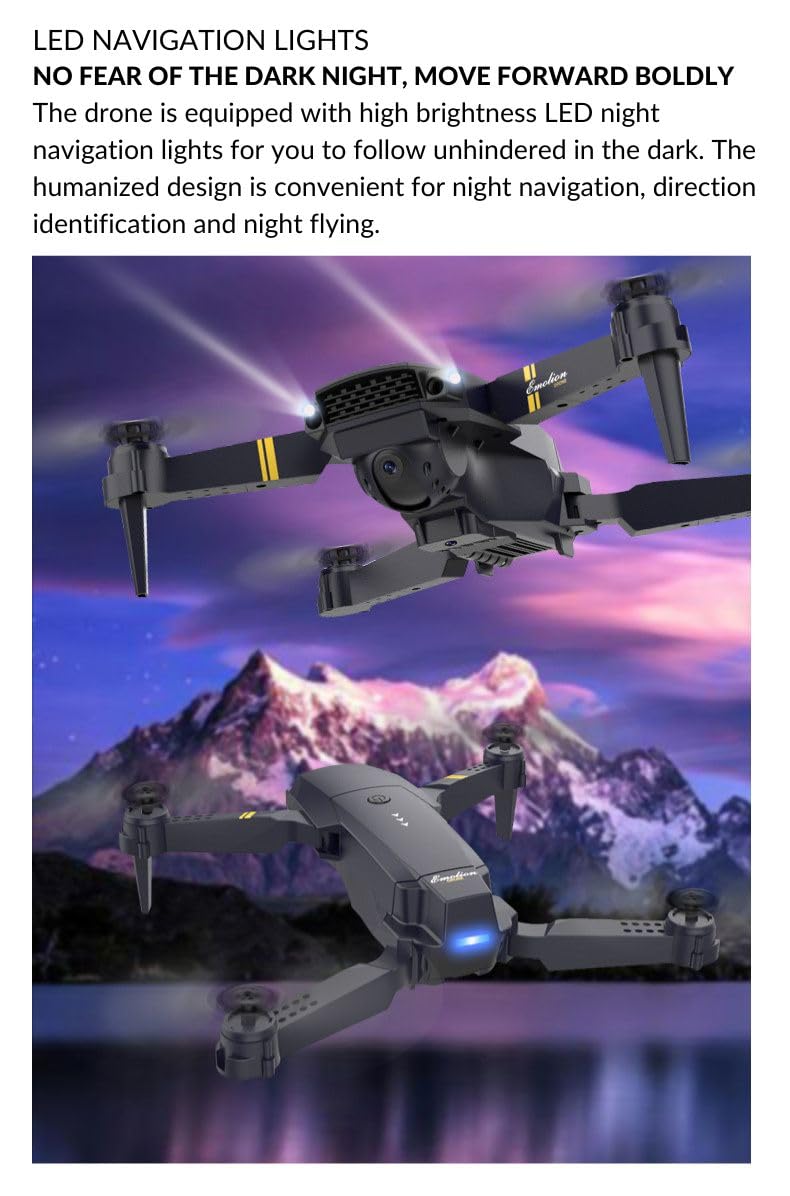 Drone With Camera 4K for Adults & Kids, Falcon for Beginners, Stealth Bird, Thermal, Gimbal, Stabilizer, Small, Easy To Control, Impact Resistant, Lightweight, Compact, Black