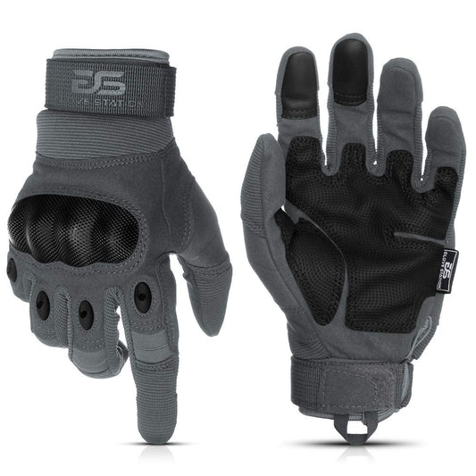 Glove Station - Tactical Shooting Hard Knuckle Gloves for Men and Woman with Touchscreen Fingers - Durable and Comfortable Hand-Gear for Outdoor Work Shooting and Hunting - Gray/Medium