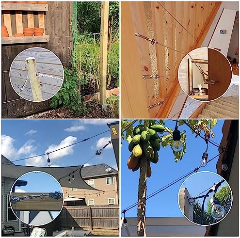 FZENeast Shade Sail Hardware Kit Include Winches & Wire Rope, Anti-Rust Stainless Steel Sun Shade Hardware Kit for Rectangle Square Triangle Shade Sail Installation(75 PCS)