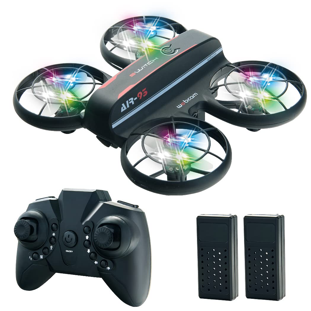 JIETENGFEI RC Drone with Altitude Hold and Headless Mode,Quadcopter with Blue&Green Light,Propeller Full Protect,2 Batteries and Remote Control,Easy to fly Kids Gifts Toys for Boys and Girls