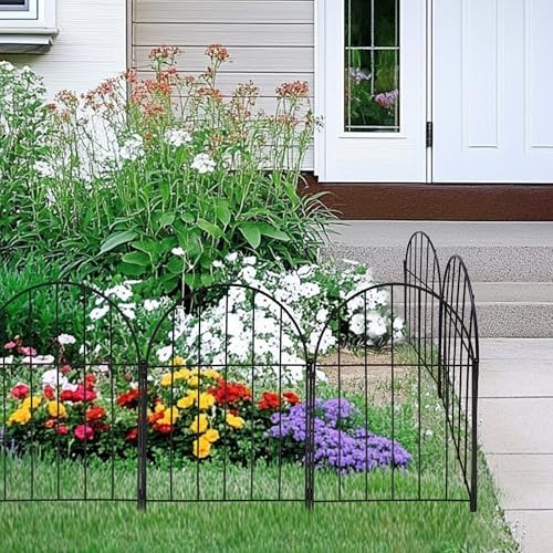 10PACK Garden Fence,11FT(L) x17inch(H) Metal No Dig Fence Animal Barrier Fence,Heavy Duty Rustproof Arched Flower Bed Edging Ornamental Wire Border Panel,Decorative Fence for Yard Patio Outdoor Decor