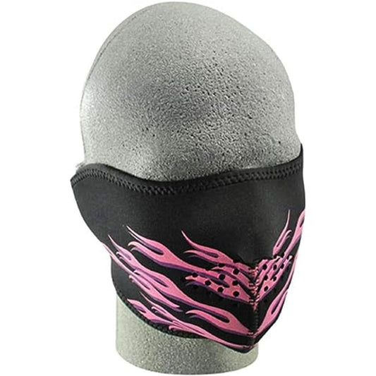 ZANheadgear Neoprene Half Face Mask, Pink Flames