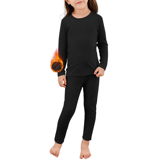 Zando Thermal Underwear for Kids Toddler Base Layer Soft Winter Long Johns for Boys Girls Long Underwear for Little Kids Boys Thermal Underwear Kids Thermals Shirt and Pants Black 5T-6T