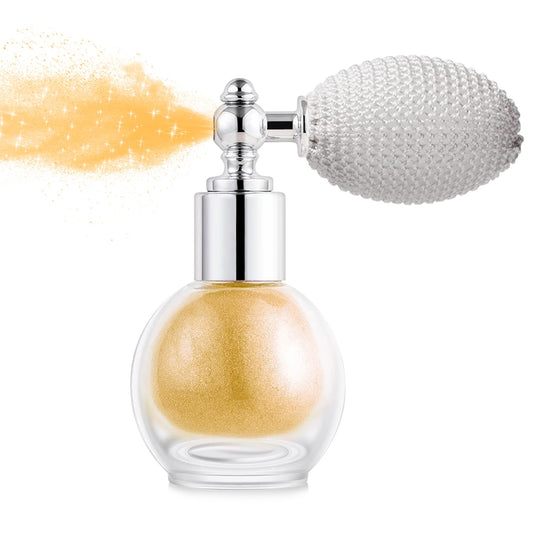 Hair and Body Glitter Spray, Holographic Glitter Highlighter Powder, Face Body Clothes Shiny Glitter, Loose Shimmer Hairspray Festival Rave Prom Accessories (Gold)
