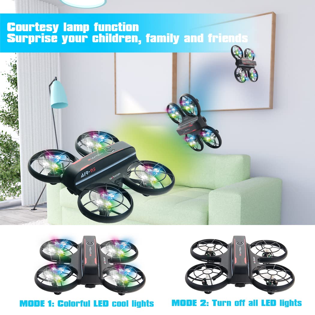JIETENGFEI RC Drone with Altitude Hold and Headless Mode,Quadcopter with Blue&Green Light,Propeller Full Protect,2 Batteries and Remote Control,Easy to fly Kids Gifts Toys for Boys and Girls