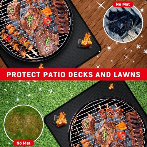 60 x 40 inch Under Grill Mats for Outdoor Grill, Double-Sided Fireproof, Oil and Waterproof Protective Mat for Grass and Deck, Outerdoor BBQ Fire Pit Fireplace Mat