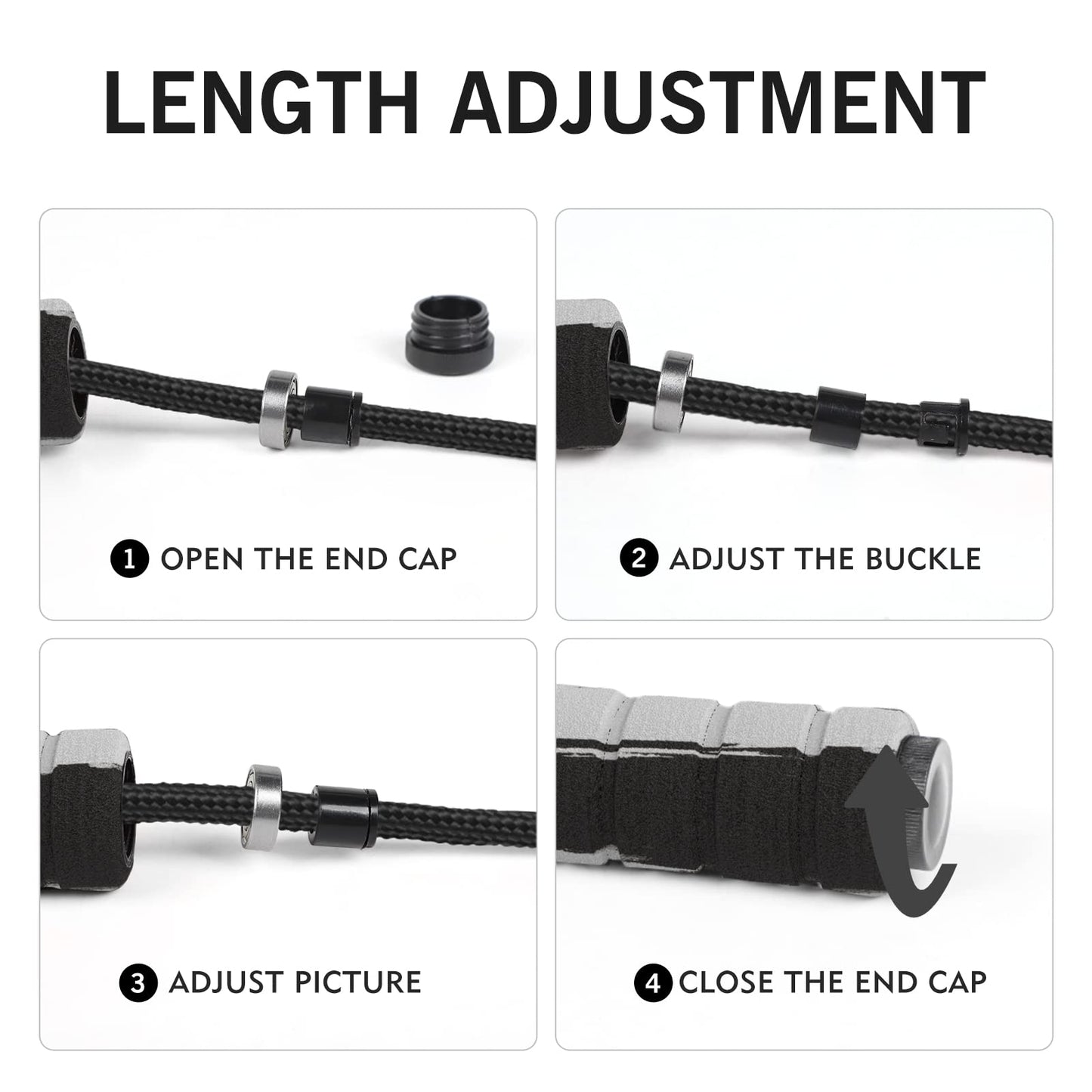 FITMYFAVO Jump Rope Cotton Adjustable Skipping Weighted jumprope for Women，Adult and Children Athletic Fitness Exercise Jumping Rope (Black)