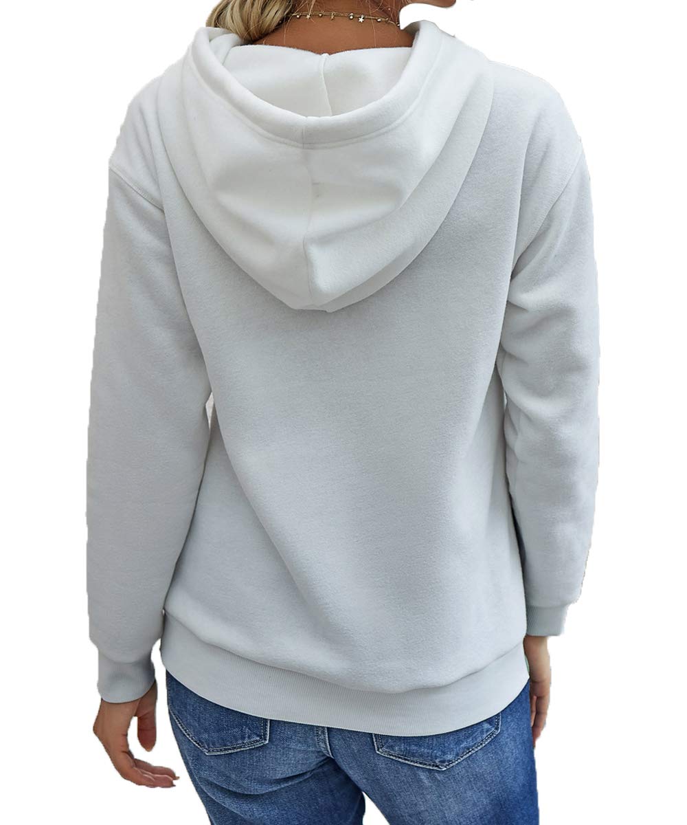 Barlver Womens Zip up Hoodie Color Block Cowl Neck Drawstring Hooded Sweatshirt Sweater Pullover Top Green-74 S