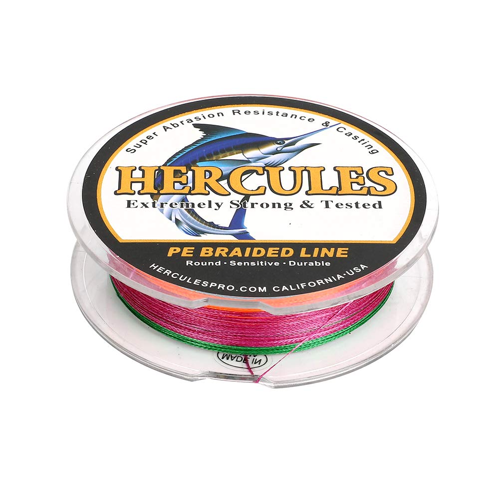 HERCULES Super Strong 100M 109 Yards Braided Fishing Line 6 LB Test for Saltwater Freshwater PE Braid Fish Lines 4 Strands - Multicolor, 6LB (2.7KG), 0.08MM