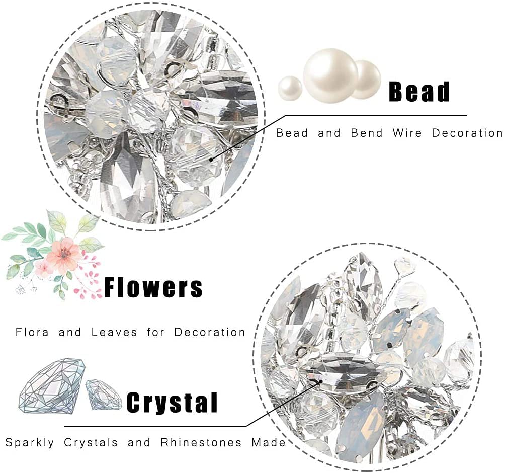 Yean Wedding Hair Comb Silver Rhinestones Opal Crystal Vintage Bridal Hair Clips Accessories for Brides and Bridesmaids
