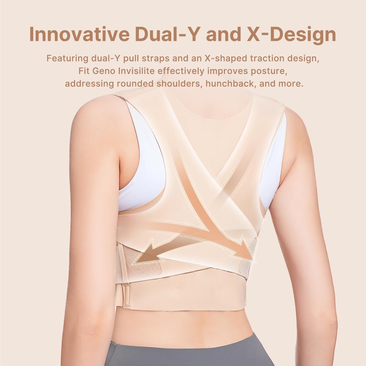 Fit Geno Posture Corrector for Women Invisilite: Invisible Lightweight Back Brace for Neck Shoulder Upper Back Pain Relief - Improve Posture Correct Hunchback Slouching Under Clothes Large/X-Large
