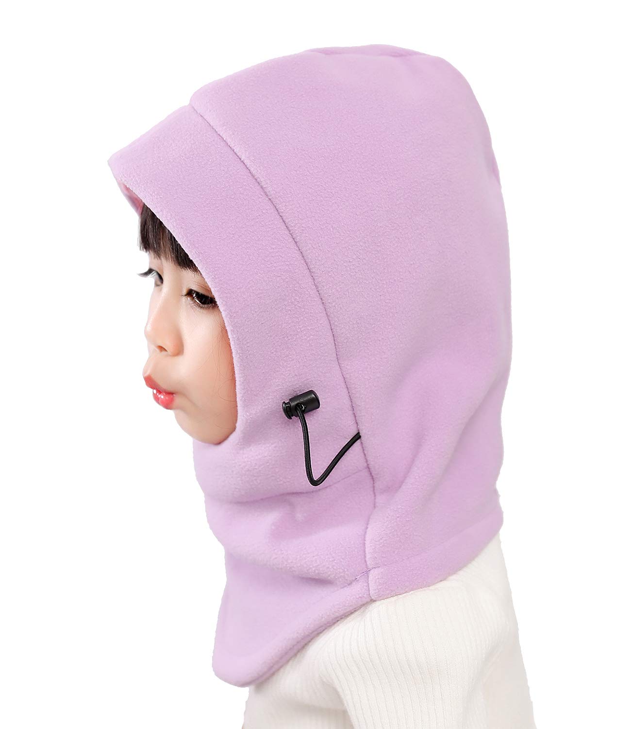 Kids Winter Windproof Cap,Children's Double Warm Balaclava Face Mask for Cold Weather,Neck Warmer,Adjustable Full Face Cover Hat for Boys Girls,Perfect for Skiing,Cycling(Purple+Pink)