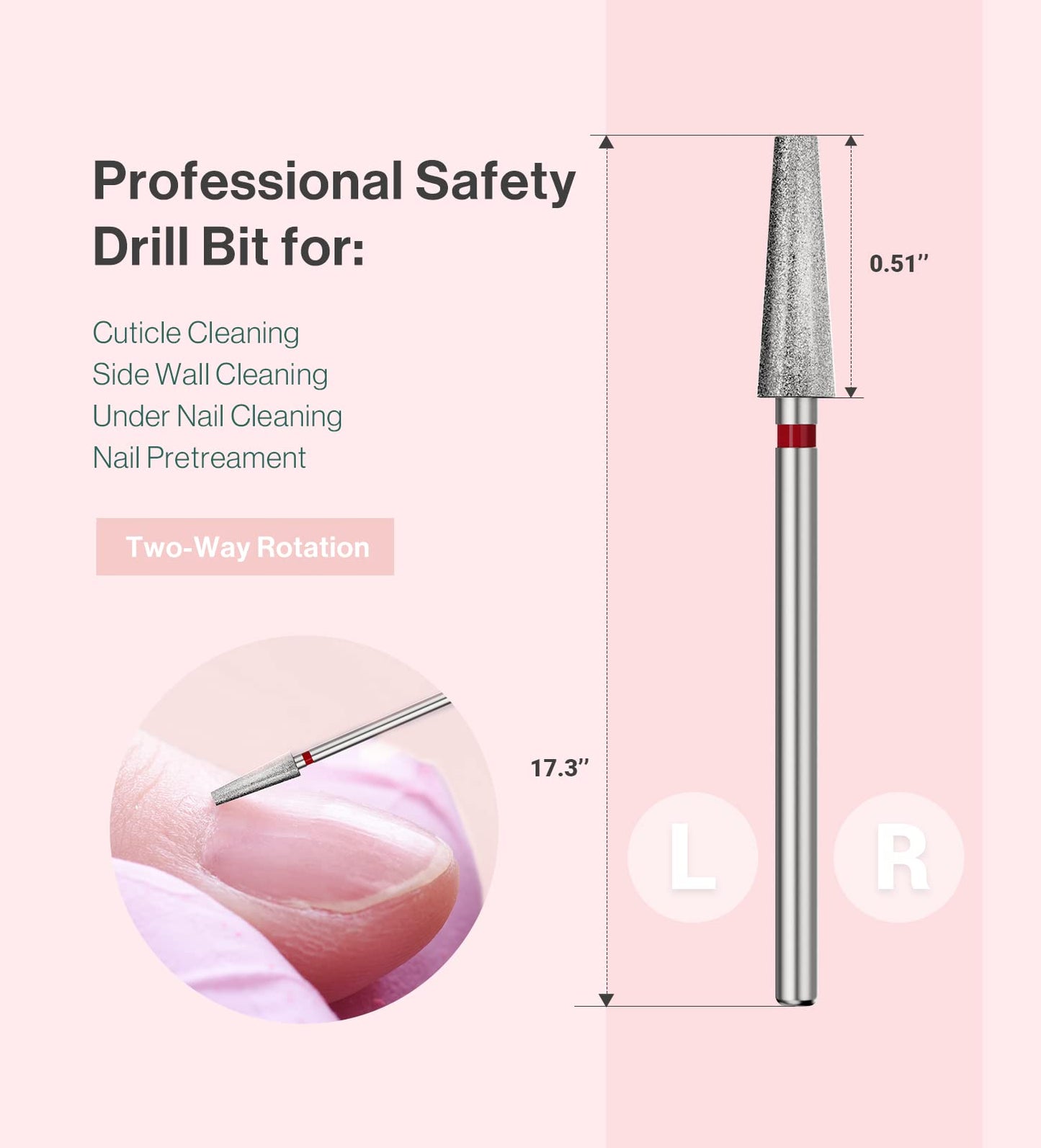 MelodySusie 4mm Long Tapered Barrel Cuticle Clean Nail Drill Bit 3/32'', Professional Safety Carbide Diamond Under Nail Cleaner for Cuticle Dead Skin Nail Prepare, Beginners Bits, Series Bit-S, Fine