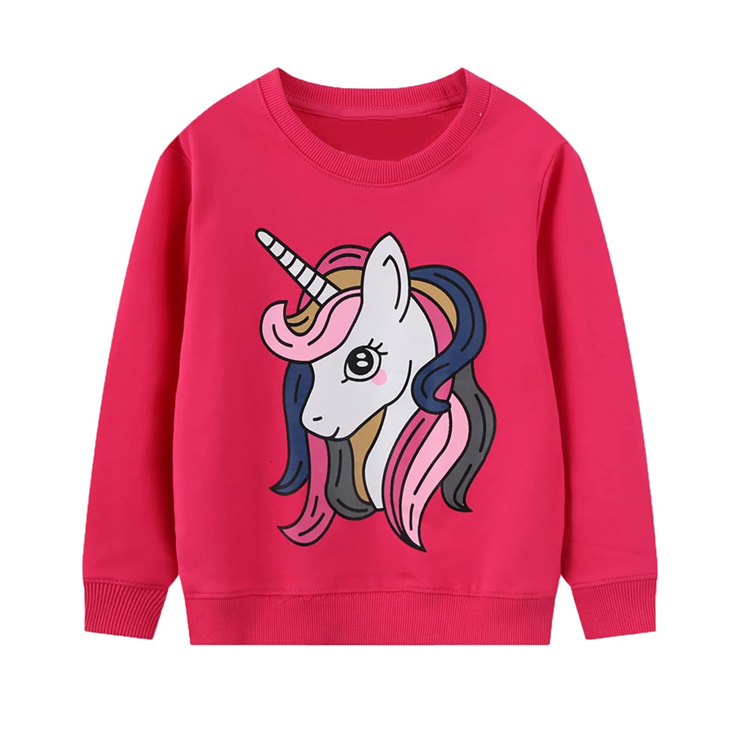Little Girl Sweatshirts Red Unicorn Pullover Crewneck Winter Long Sleeve Tops Cotton Casual Sweater Shirts 7