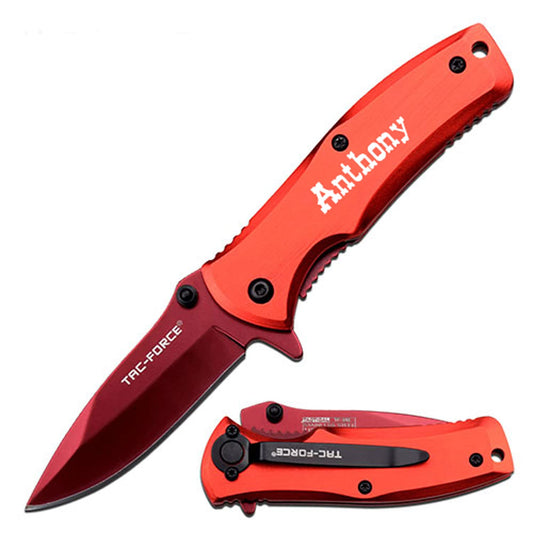GIFTS INFINITY Custom Titanium Coated Stainless Steel Quality Pocket Knife Free Engraving - Red