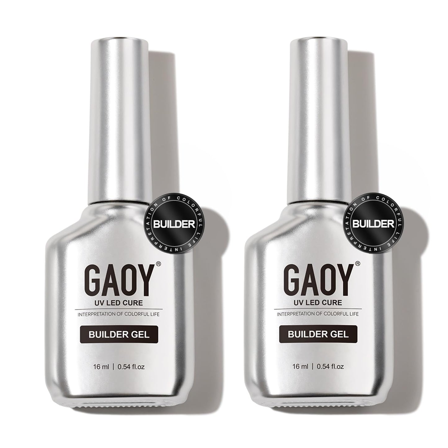 GAOY 2 Pcs 16ml Clear Builder Gel for Nails, Nail Strengthener in a Bottle, Nail Extension Hard Gel, Soak Off Long Lasting UV Gel, Base Coat Top Coat Needed