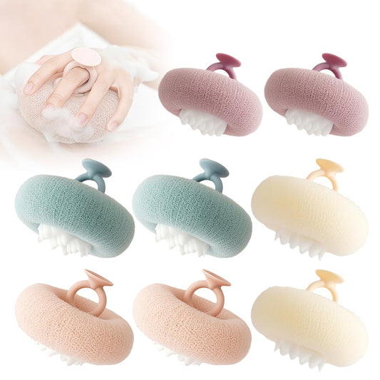 Super Soft Sunflower Suction Cup Bath Ball, 2024 Upgraded 2-in-1 Sunflower Bath Ball Exfoliating Bath Sponge Cleaning Brush, Sponge Mesh Pouf Shower Ball for Women, Men Shower (Colorful-8)