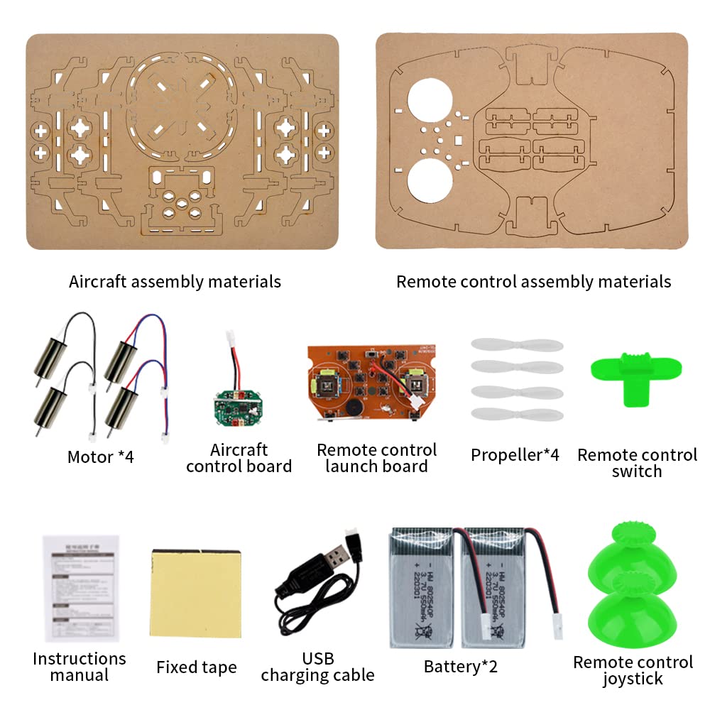 Diy Mini Wooden Drone RC Quadcopter Building Kits for Kids or Beginner,School Educational Science Kits Remote Control for Boys and Girls and Teens(Ages 5-7, 5-9, 8-12, 10+) gkfescc XYQ-1