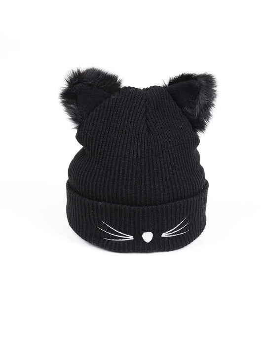 JoloCompany - Cat Ears - Winter Hat - Benie - Women (Black)