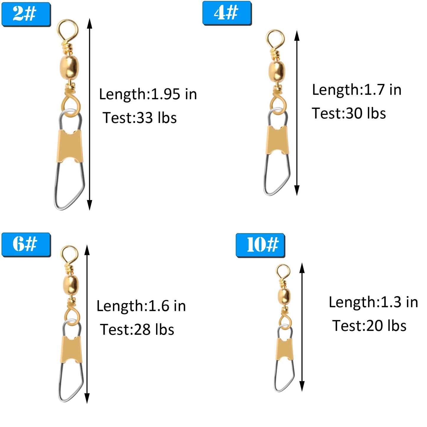 AGOOL Fishing Swivels Snaps, 60/120pcs Fishing Barrel Swivels with Nice Snaps Swivels Fishing Tackle Solid Rings Fishing Connector Snap Swivels Fishing Accessories Fishing Tackle