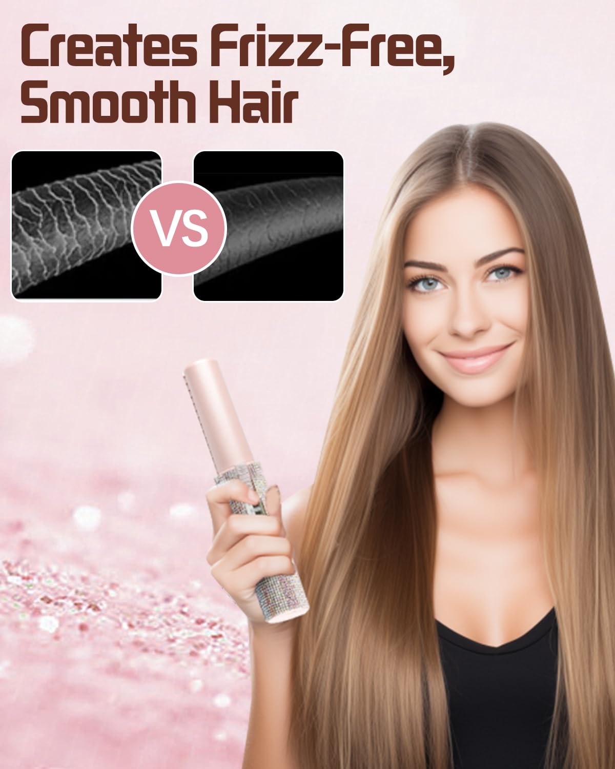 Cordless Hair Straightener and Curler 2 in 1, Portable Mini Cordless Flat Iron for Fine Soft Short Hair, Travel Rechargeable Hair's Straightener, 4800mAh Battery