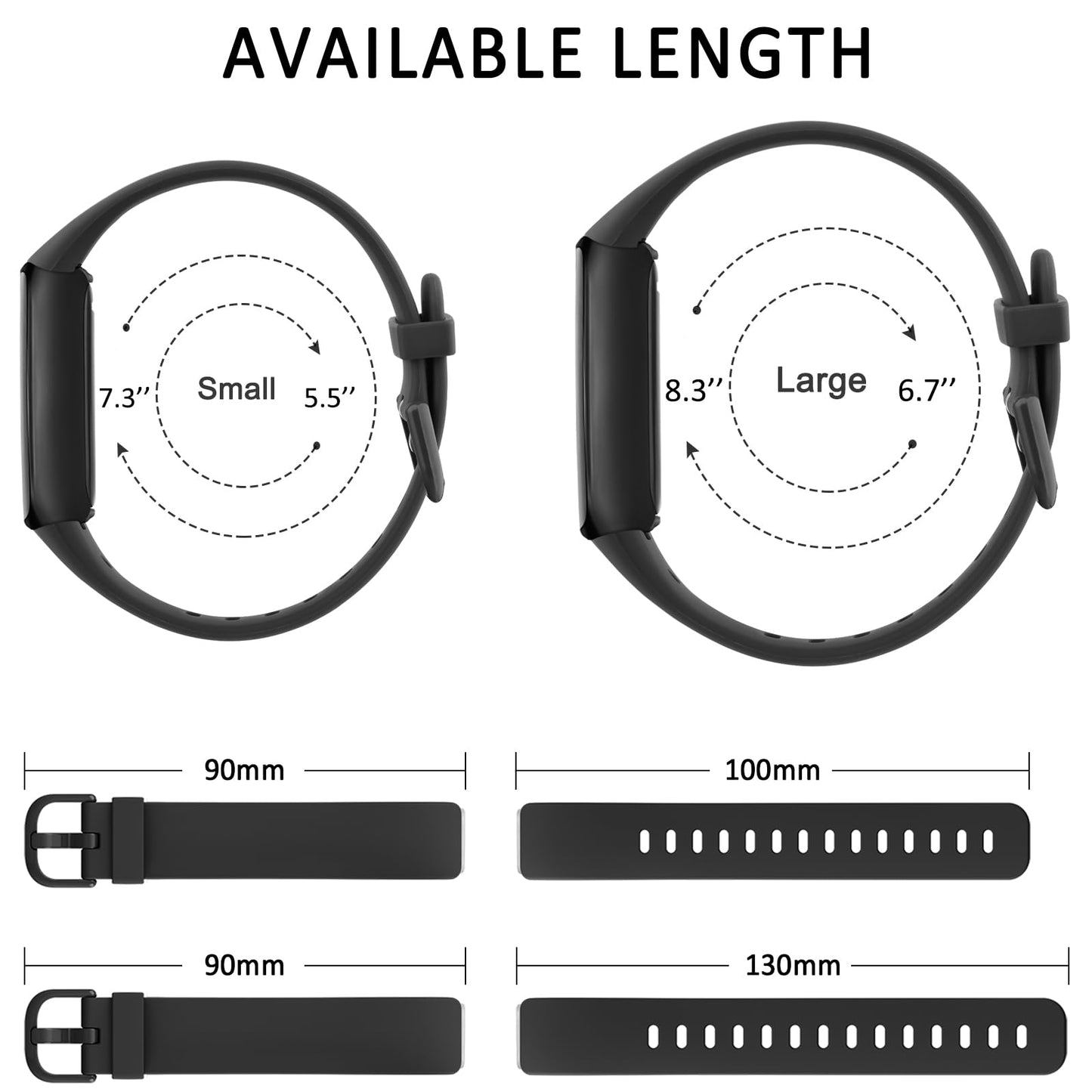 Tobfit 6 PACK Sport Bands Compatible with Fitbit Luxe Bands for Women Men, Soft Silicone Waterproof Straps Replacement Wristbands Compatible for Fitbit Luxe Watch Band, Small, Black/Winter Blue/Light