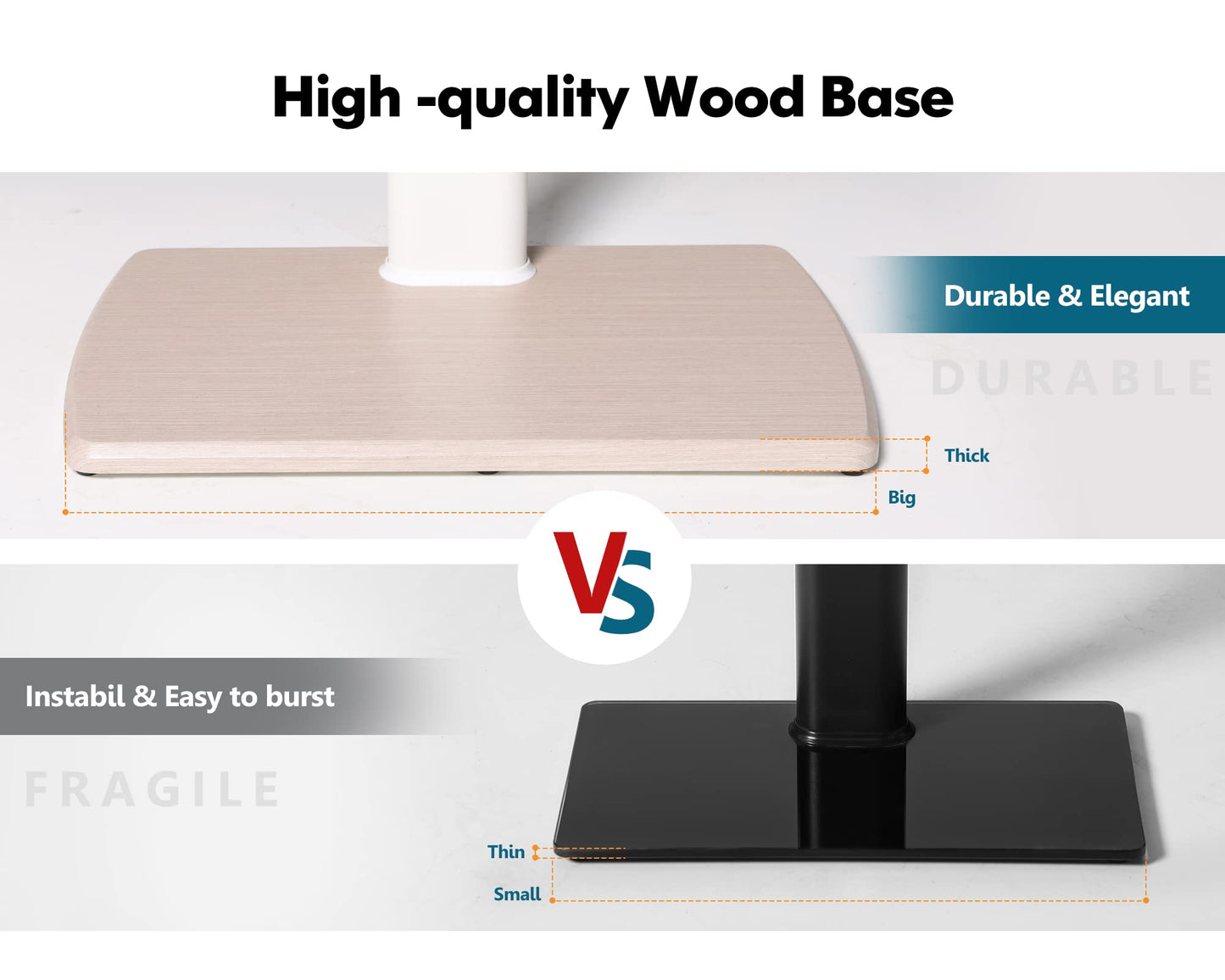 FITUEYES Swivel Floor TV Stand for 32 to 70 Inch TVs Tall Universal TV Stand Mount with Sturdy Wood Base, Space Saving for Corner Bedroom White