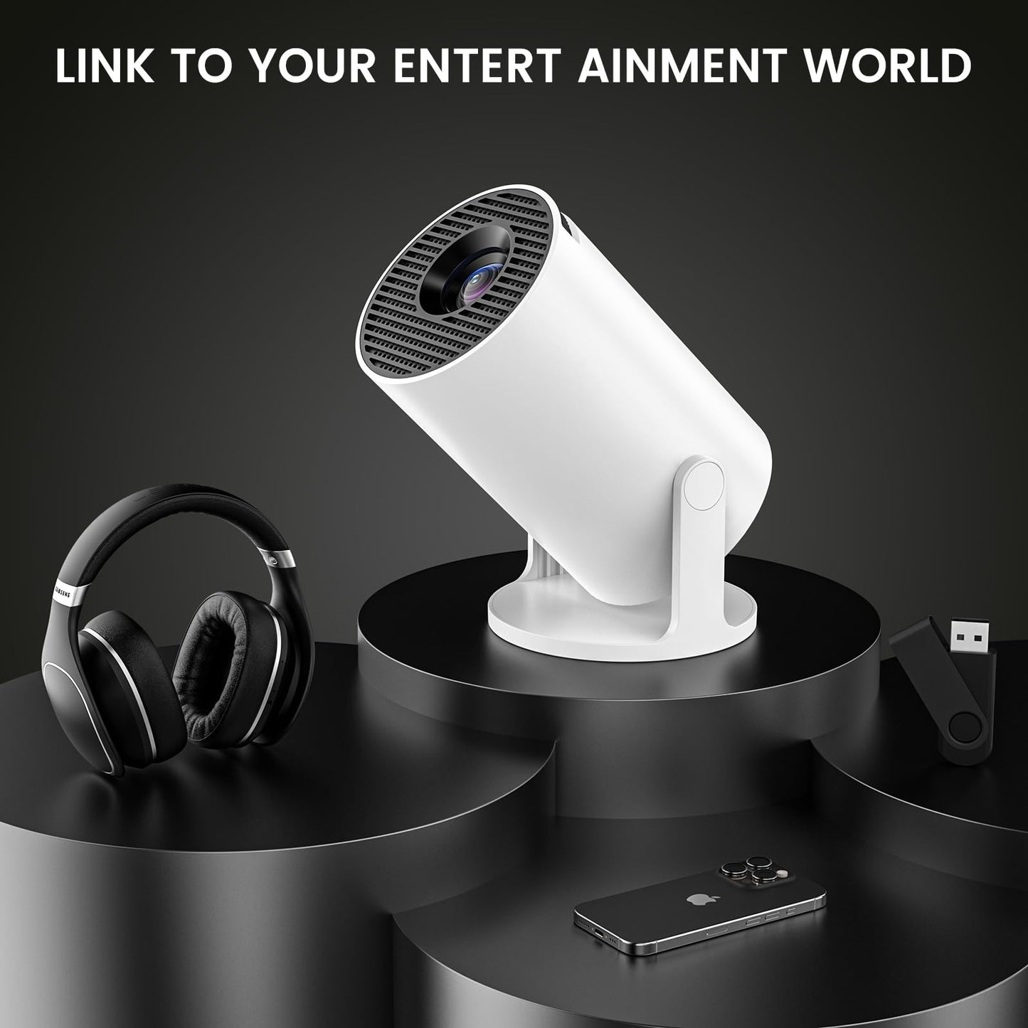 Chicdaze Mini Projector, HY300 PRO+ Portable Projector with WiFi 6 and Bluetooth 5.4, 170 ANSI, 4k HD Projector, Video Proyector Compatible with Phone, TV Stick, Laptop, HDMI, USB for Home Outdoor