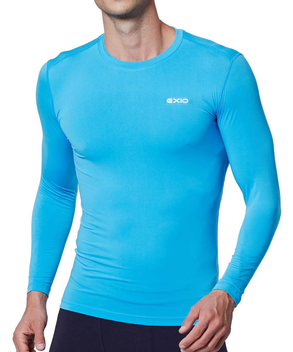 EXIO Japan Men's Compression Shirt Cool&Dry Baselayer/Underlayer Long Sleeve Top EX-R01 (X-Large, EXR01-SB)